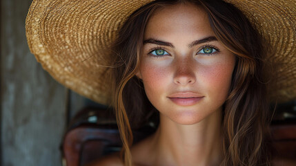 portrait of a woman in a straw hat