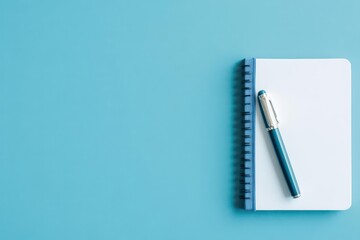 A single pen and notebook on a clean desk promoting minimalist productivity digital tone Complementary Color Scheme