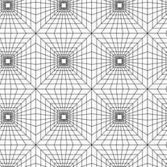 Abstract geometric pattern with crosses, stripes, lines. Seamless vector background. White and black ornament. Modern reticulated graphic design.