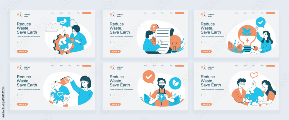 Leinwandbilder green sustainable environment concept of landing page with slide templates set in flat design. websi