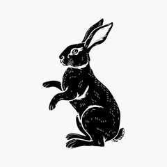 Hand-drawn bunny outline vector art illustration