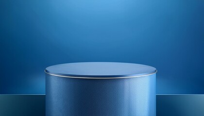 Modern podium with blue base on clean background for presentations and exhibitions. 3D Rendering