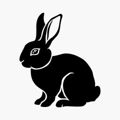 Hand-drawn bunny outline vector art illustration