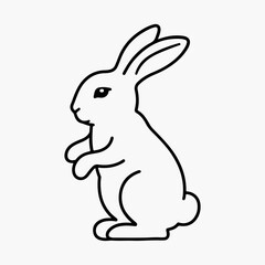 Hand-drawn bunny outline vector art illustration