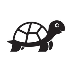 Simple Black and White Turtle Icon Vector Illustration