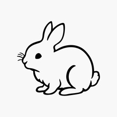Hand-drawn bunny outline vector art illustration
