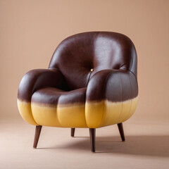 Obraz premium comfy sofa chair in pudding shape delicious chocolate vanilla desert cake or pudding, interior design food chair sofa