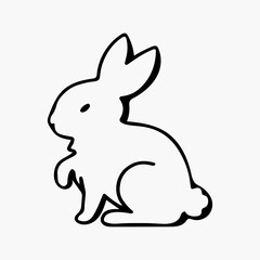 Hand-drawn bunny outline vector art illustration