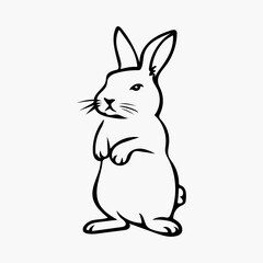 Hand-drawn bunny outline vector art illustration