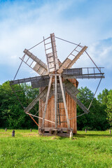 Old windmill on a sunny day in Belarus