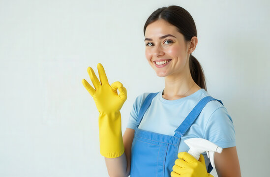 female cleaner, maid, cleaning service advertising photo