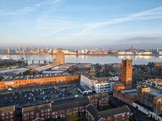 Obraz premium River Mersey from Birkenhead, Wirral, England
