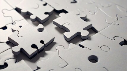 Fototapeta premium White Jigsaw Puzzle Pieces Close Up