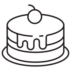 pancake stack with cherry line icon.