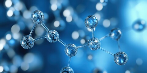Stunning Scientific Visualization of Molecular Structures in a Blue Toned Background Highlighting the Intricacies of Chemistry and Molecular Interaction for Educational Use
