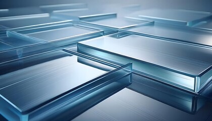 Obraz premium Minimalist 3D glass textures featuring frosted and transparent surfaces with dynamic lighting