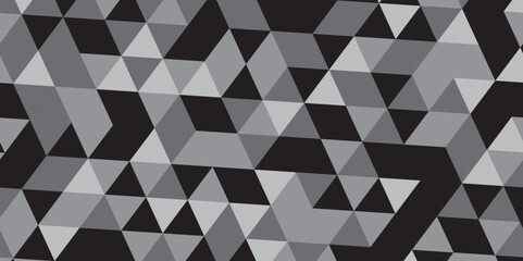 Seamless geometric pattern square shapes low polygon backdrop background. Abstract geometric wall tile and metal cube background triangle wallpaper. Black and white crystals backdrop.