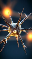 Microscopic Neuron Cell Neurological Network Brain Cell 3D Render