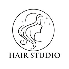 Hair Salon Logo, Woman Hair Silhouette, Beauty Studio Logo, Minimalist Hair Studio Logo
