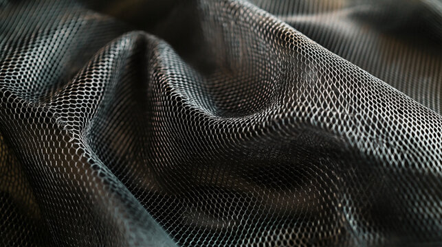 Black Plastic Mesh Fabric Roll, 1x3 Meter Size, Woven Fine Wire Pattern.