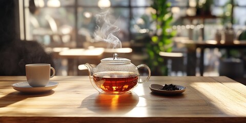 Warm Tea in a Cozy Cafe Setting