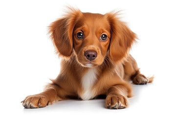 Fototapeta premium A cute little puppy on white background