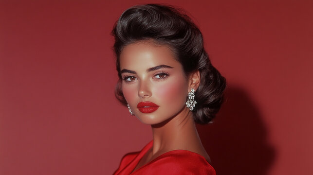 A graceful woman wearing a flowing red dress captures the essence of freedom and elegance