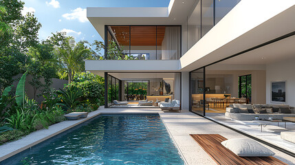 Luxury Modern Villa with Infinity Pool & Lush Tropical Garden