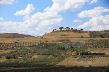Road to Gravina in Puglia on a sunny summer day, province of Bari, Apulia, southern Italy.