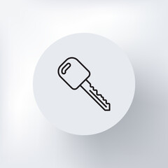 Minimalistic car key icon in a circle on a light gray background.