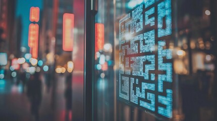 Obraz premium Close up view of a transparent QR code displayed on a product