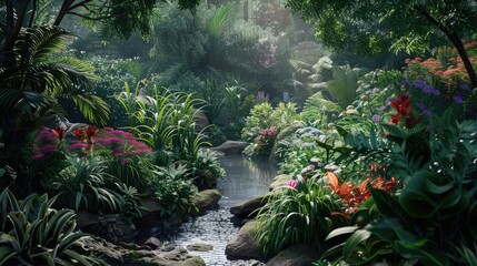 Obraz premium Photorealistic botanical garden delight