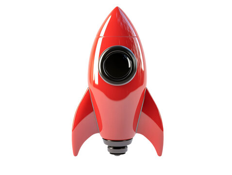 a red rocket with a black circle