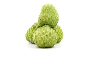 Sugar apple isolated on white background, exotic tropical Thai annona or cherimoya fruit, healthy food.