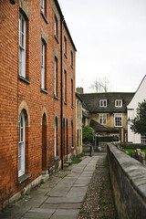 Beautiful English Street in Stamford with Lincolnshire Limestone Houses and Buildings in the Autumn, quintessential town and city in England