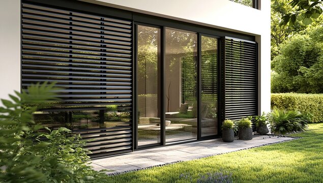 Modern House Exterior with Integrated External Venetian Blinds