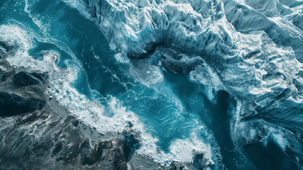 Fototapeta premium A satellite image of a massive glacier,