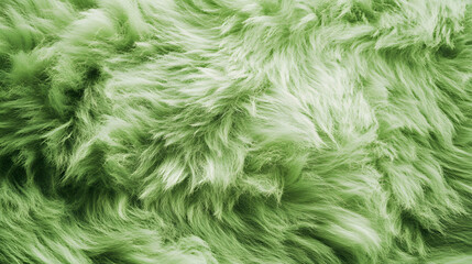 Obraz premium Green fluffy fur texture, fabric wool material, soft fluffy animal hair, abstract natural wool pattern, background