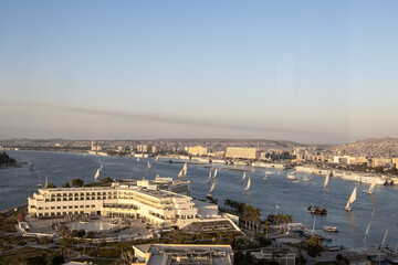 Obraz premium Ships sailing on the Nile River