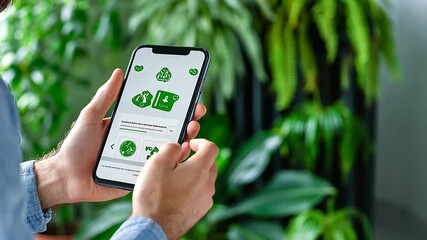 The app interface offers a daily recycling summary, with interactive visuals such as bar charts and eco-friendly rewards to engage users in their commitment to waste reduction and - Powered by Adobe