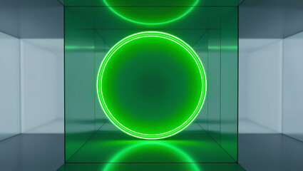 Neon green circle on a transparent background
