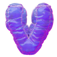 3D Inflated Alphabet Letter V Font Design