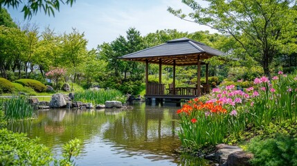 Fototapeta premium Serene Spring Day in a Peaceful Garden
