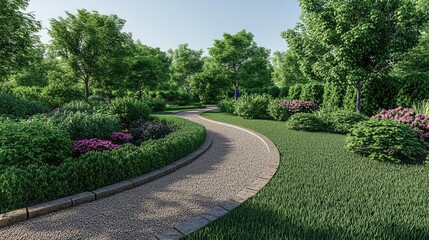 Scenic Garden Path in Well-Maintained Landscape