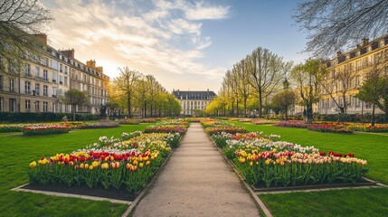 Naklejka premium Scenic Flower Park View in Nancy, France