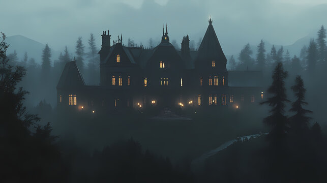 Fototapeta haunted house in the woods