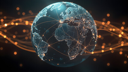 Obraz premium Global network connection. World map point and line composition concept of global business.