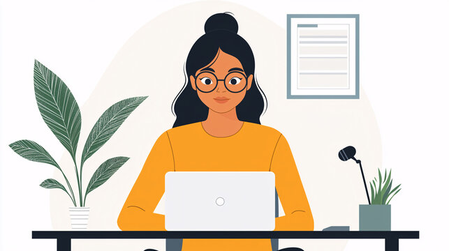 Businesswoman engaged in an online meeting, using a microphone and tablet to communicate with clients, providing customer service from her desk