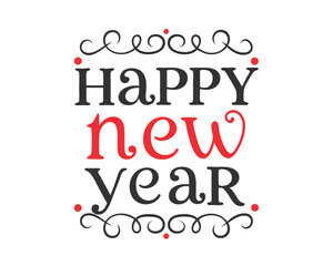 happy new year typhography lettering vector illustration