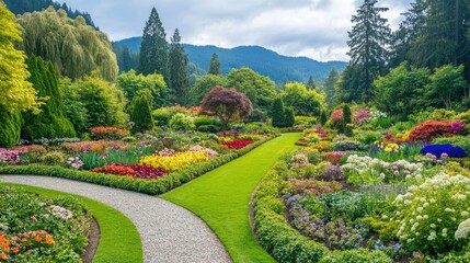 Obraz premium Stunning Garden View in Formal Landscape Design